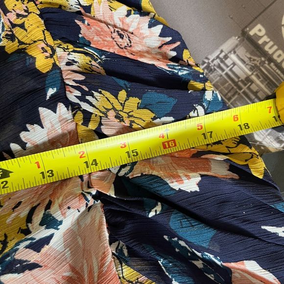 NEW Lulu’s Dress Womens Medium Stunning Soiree Blue Floral Ruched‎ Midi Slit - Picture 14 of 16